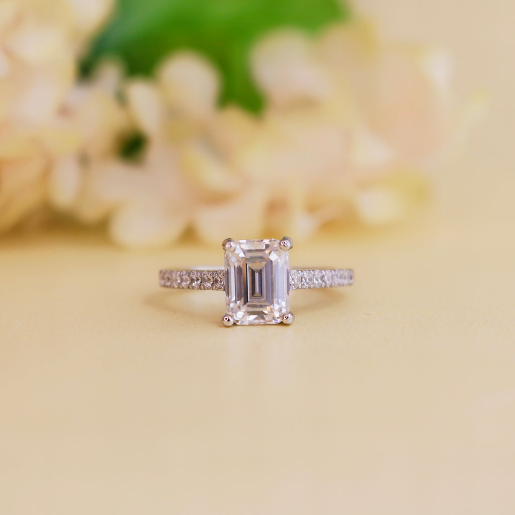 Laura Emerald Moissanite Engagement Ring for women by Cutiefy