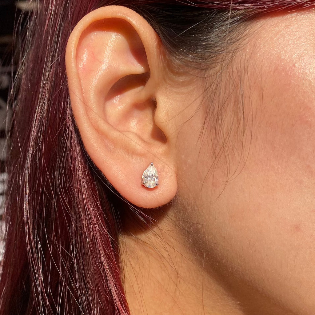 1.80ct Pear shaped moissanite stud earrings for women by Cutiefy