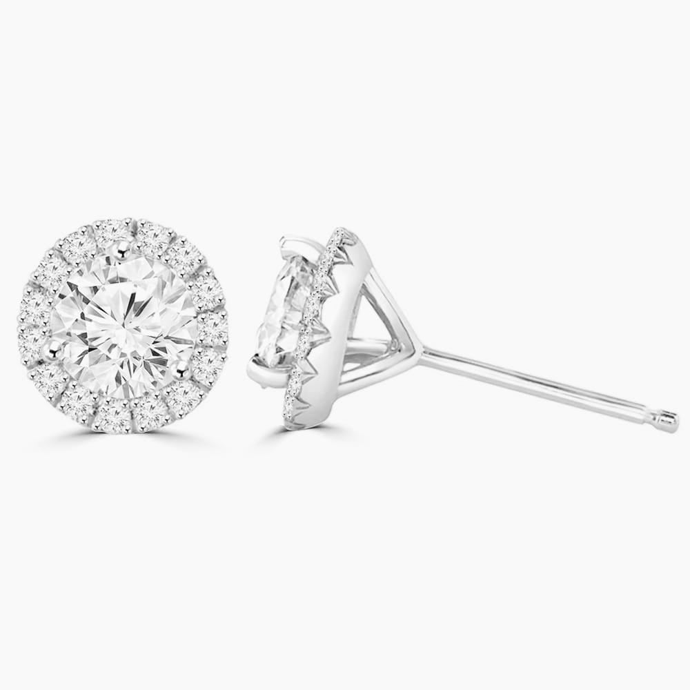 1.4ct Round Moissanite Halo Earrings for women by Cutiefy
