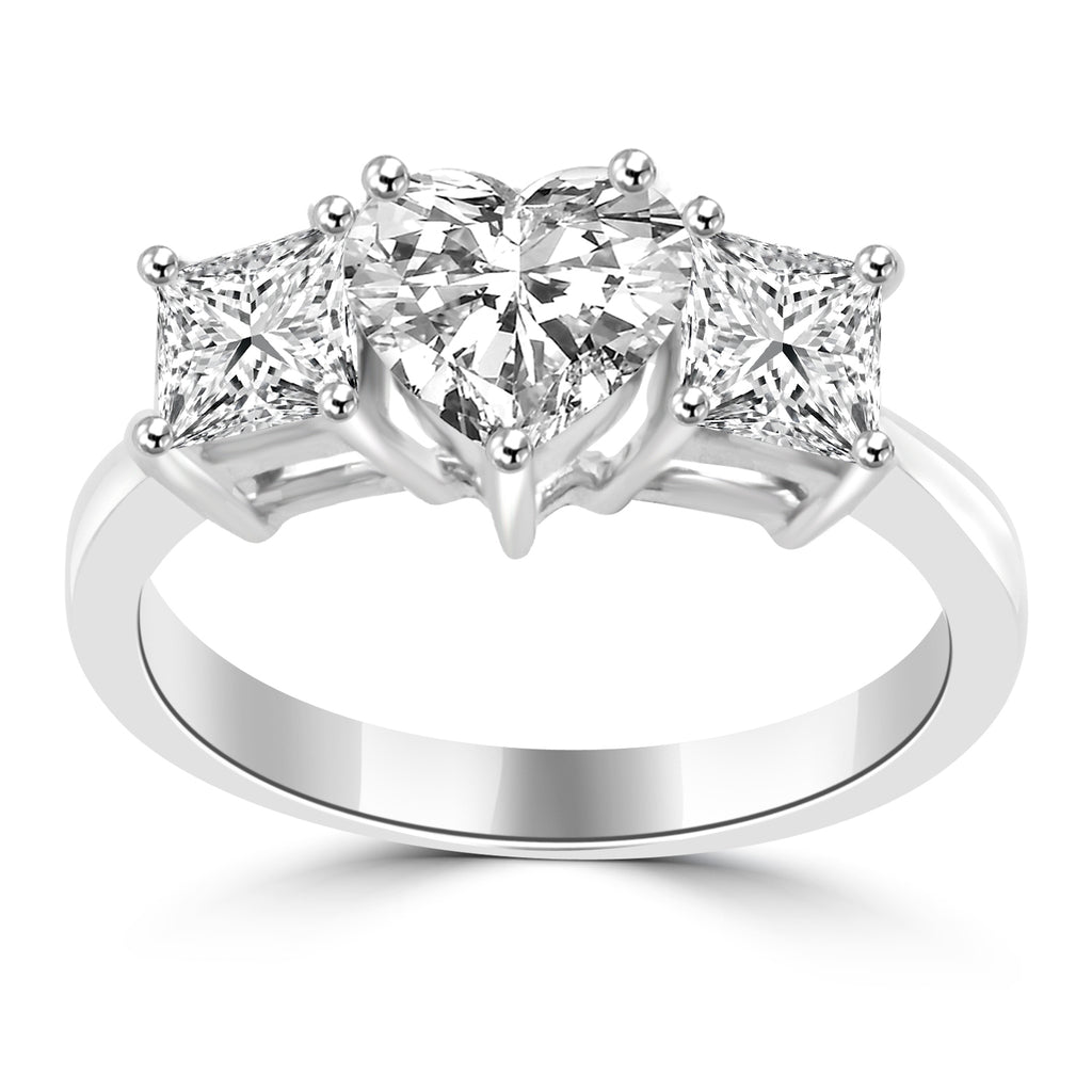 Aanyalance 1.72ct Heart Moissanite Three Stone Ring for women by Cutiefy