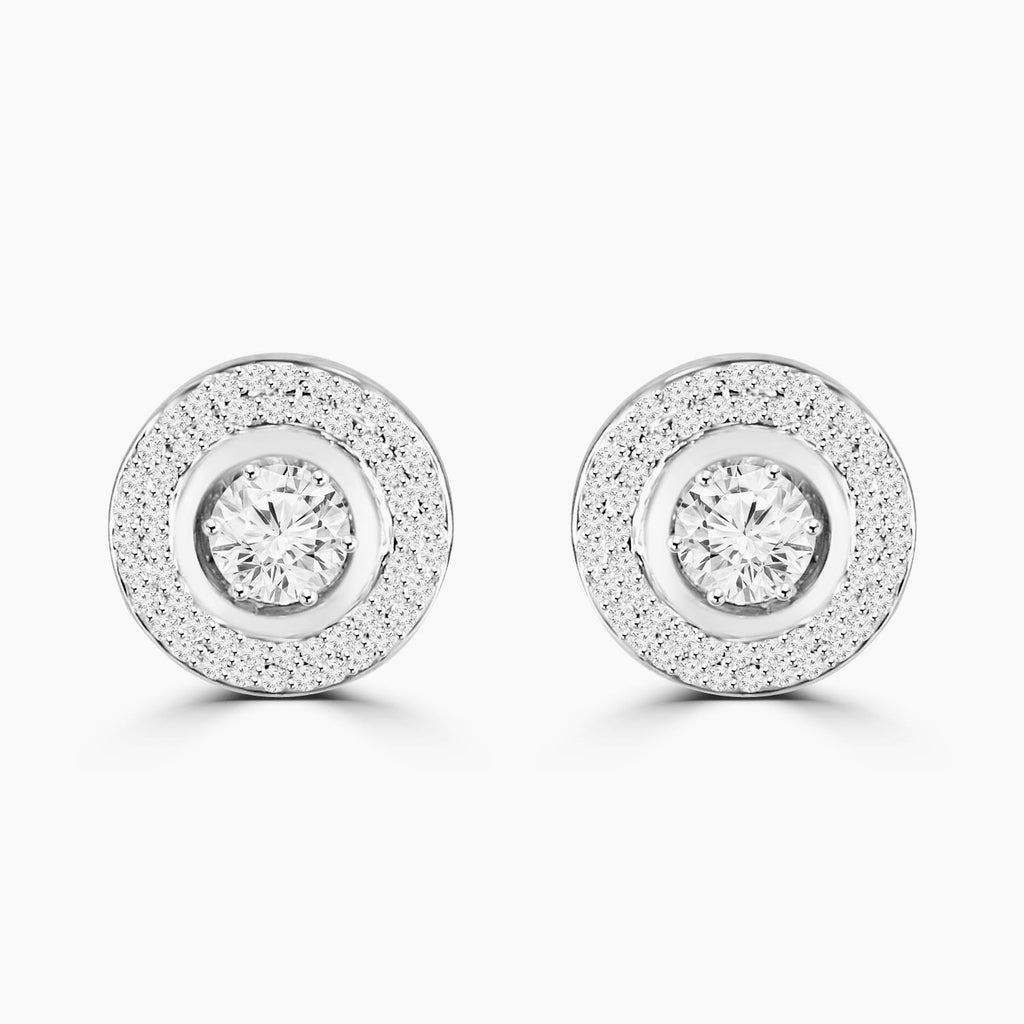 1.13ct Round Moissanite Halo Earrings for women by Cutiefy