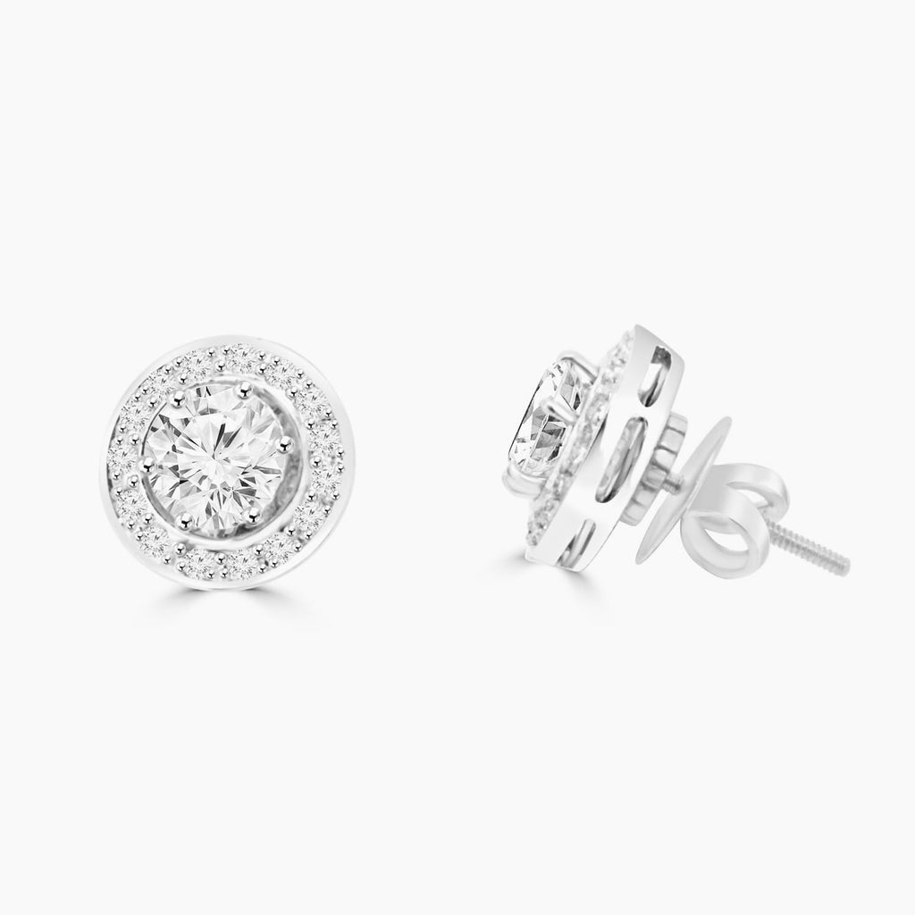 1.20ct Round Moissanite Halo Earrings for women by Cutiefy