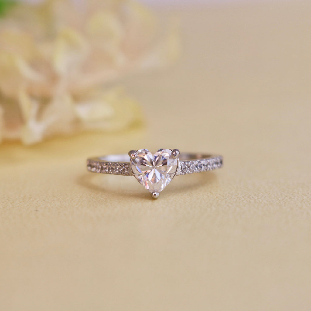 Prism 1ct Heart Moissanite Engagement Ring for women by Cutiefy