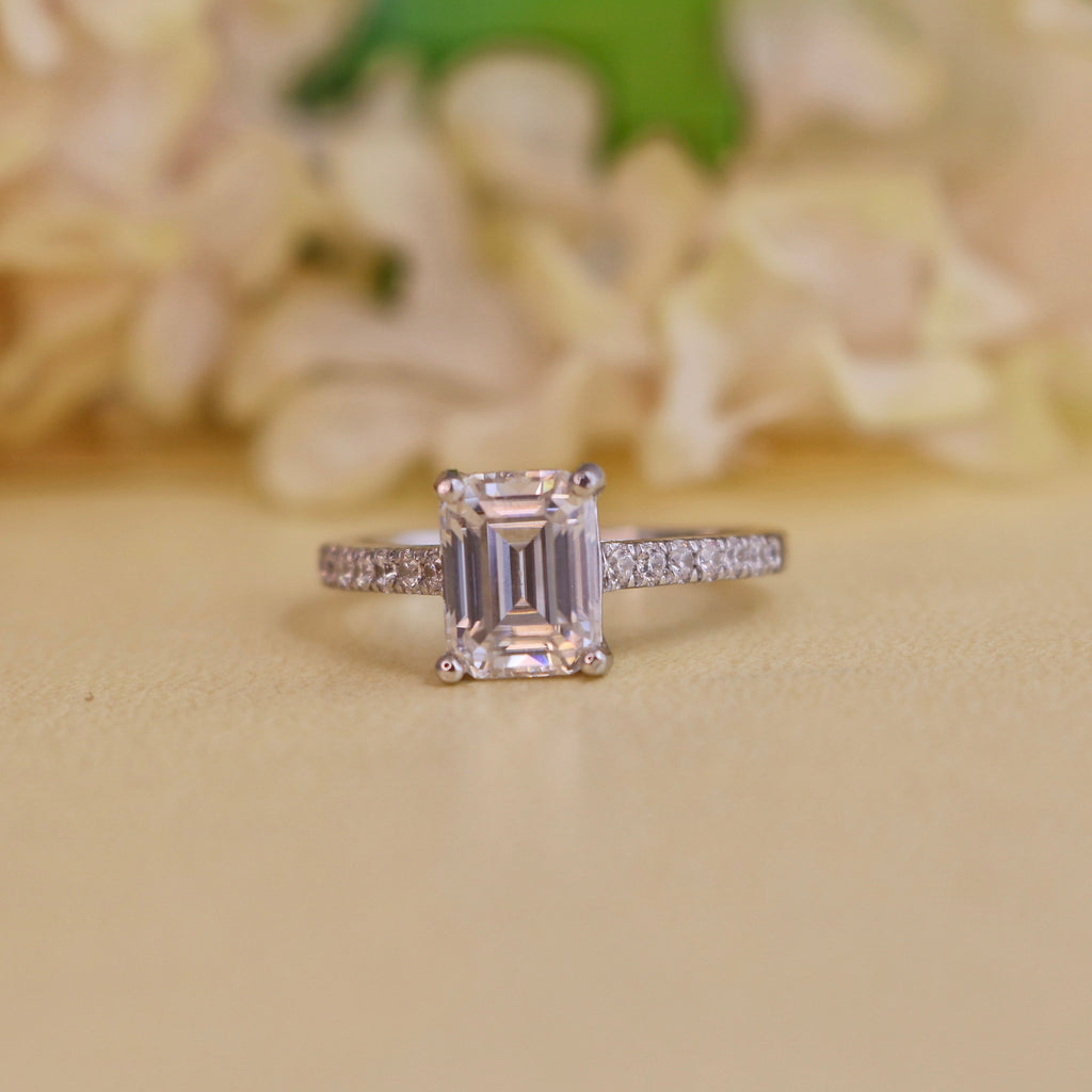 Empyrean Emerald Moissanite Engagement Ring for women by Cutiefy