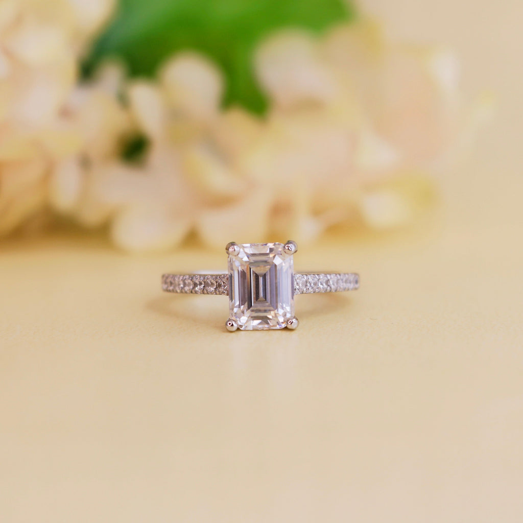 Empyrean Emerald Moissanite Engagement Ring for women by Cutiefy