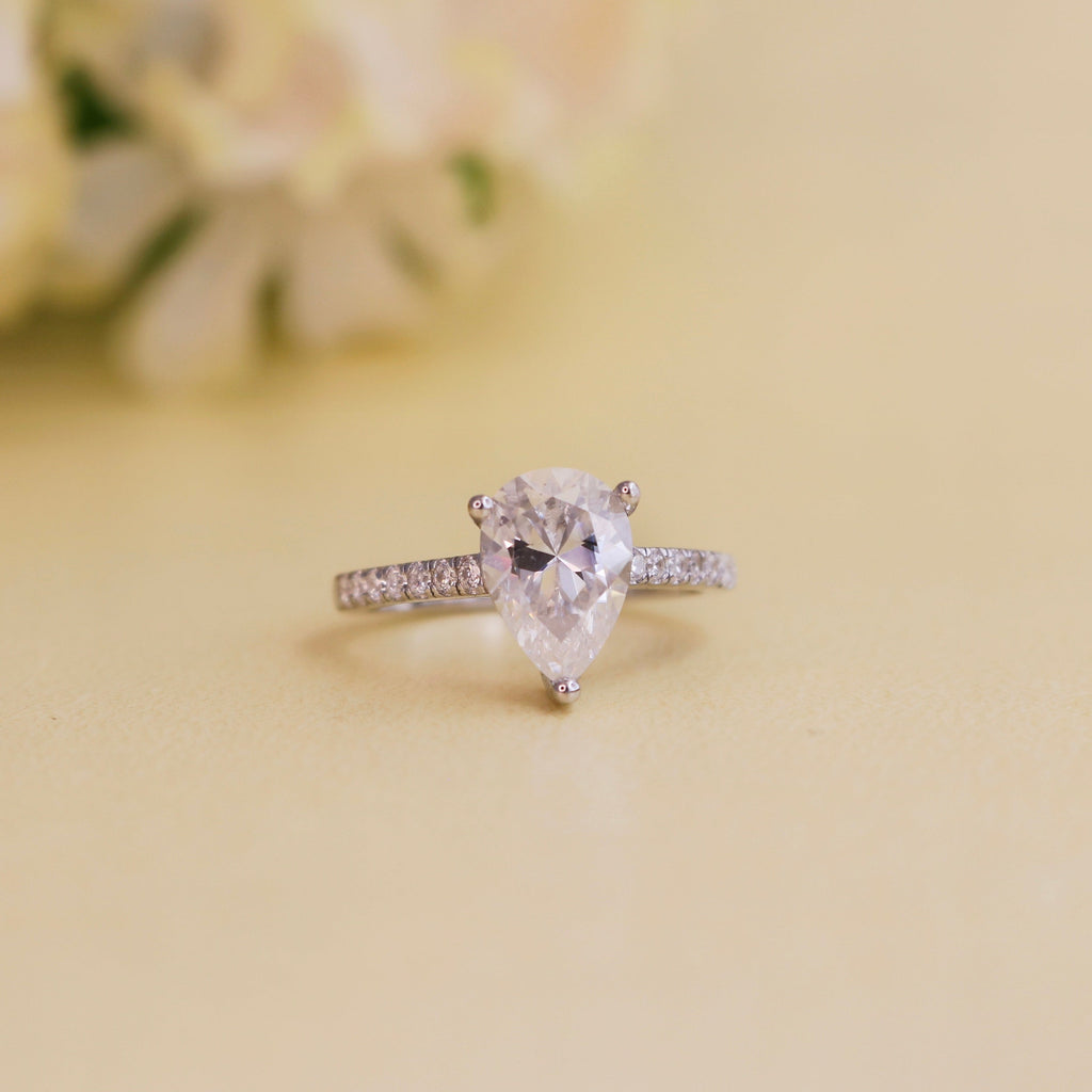 Cascade Pear Moissanite Engagement Ring for women by Cutiefy