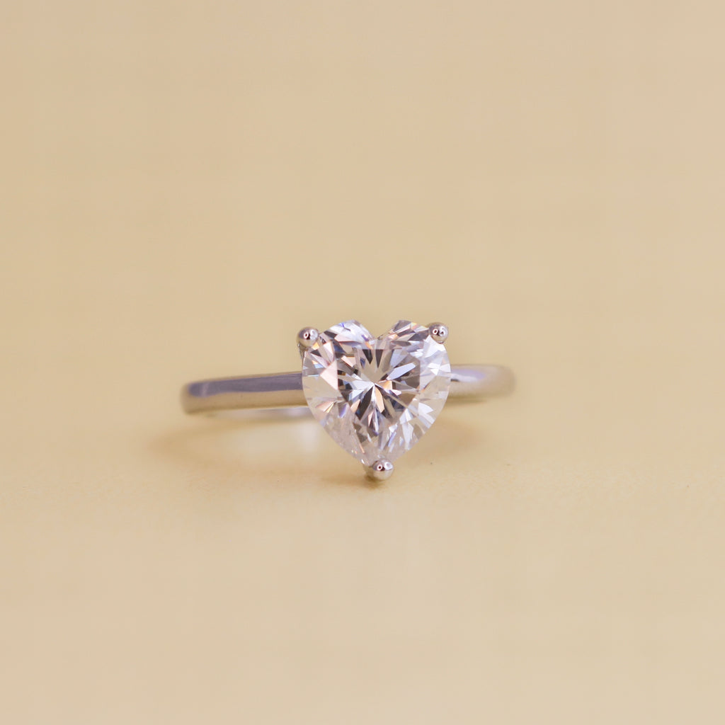 Everling 2ct Heart Moissanite Solitaire Ring for women by Cutiefy