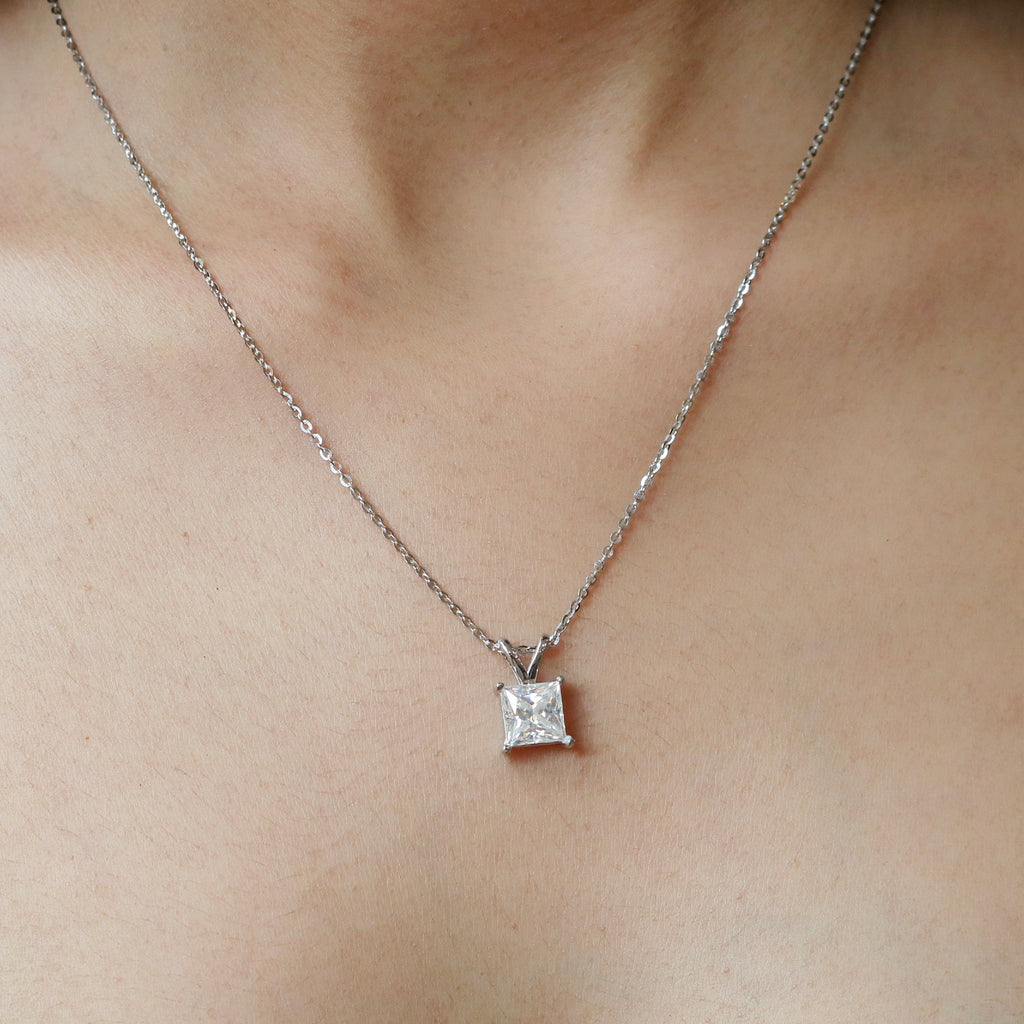 1.5ct Square Solitaire Pendant for women by Cutiefy
