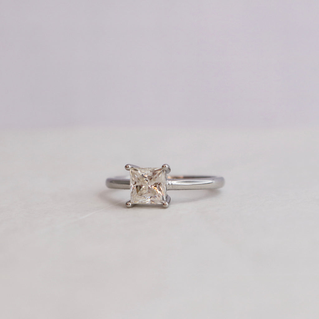 Jazzy?s 1ct Princess Moissanite Solitaire Ring for women by Cutiefy