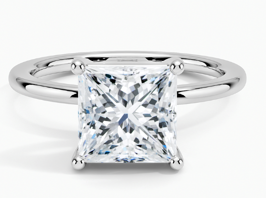 Moissanite solitaire Jazzy’s silver ring for wife