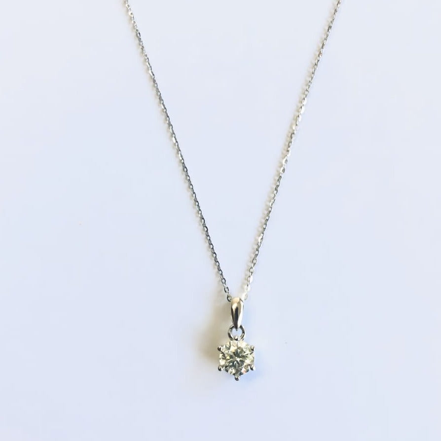 Dainty silver moissanite pendant for girlfriend