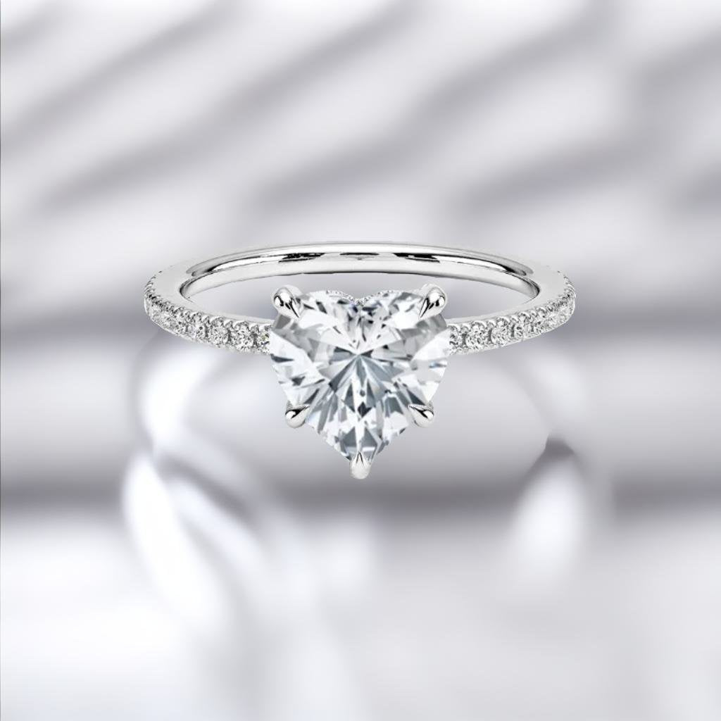 Flawless 1.18ct Heart Moissanite Engagement Ring for women by Cutiefy