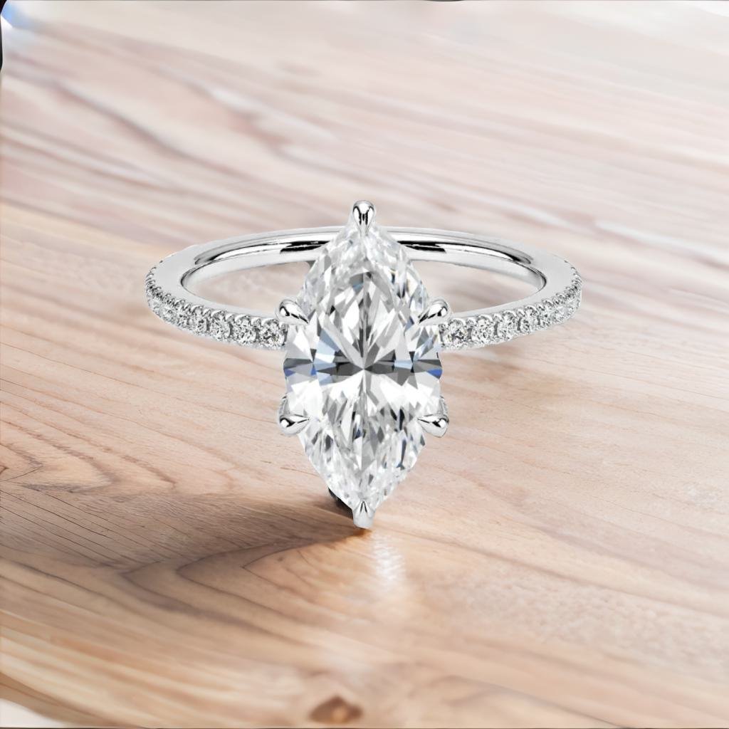 Arrow Pawn marquise cut moissanite ring for women Cutiefy Arrow pawn moissanite solitaire ring india Cutiefy