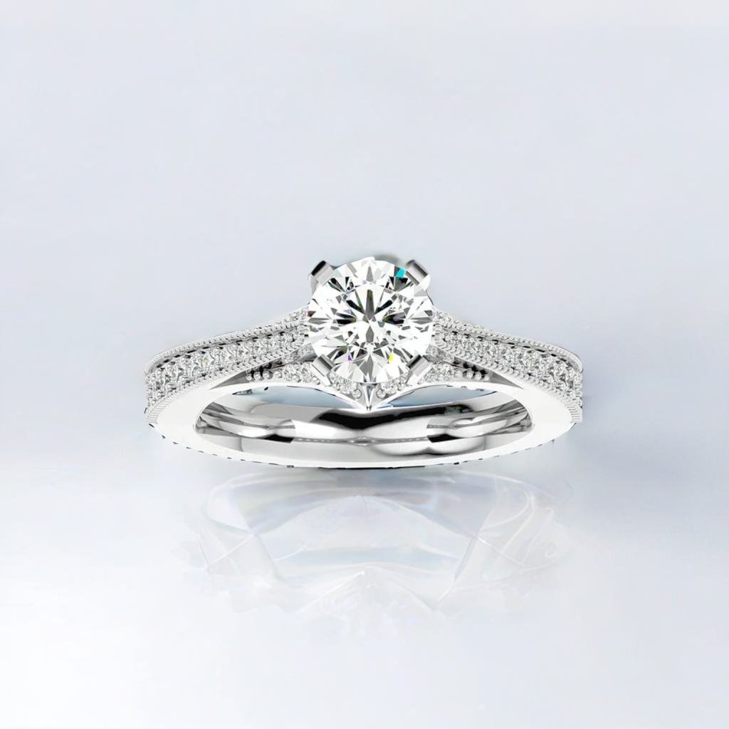 Belza round cut moissanite halo ring for women Cutiefy Belza 1.244 ct moissanite halo ring india Cutiefy