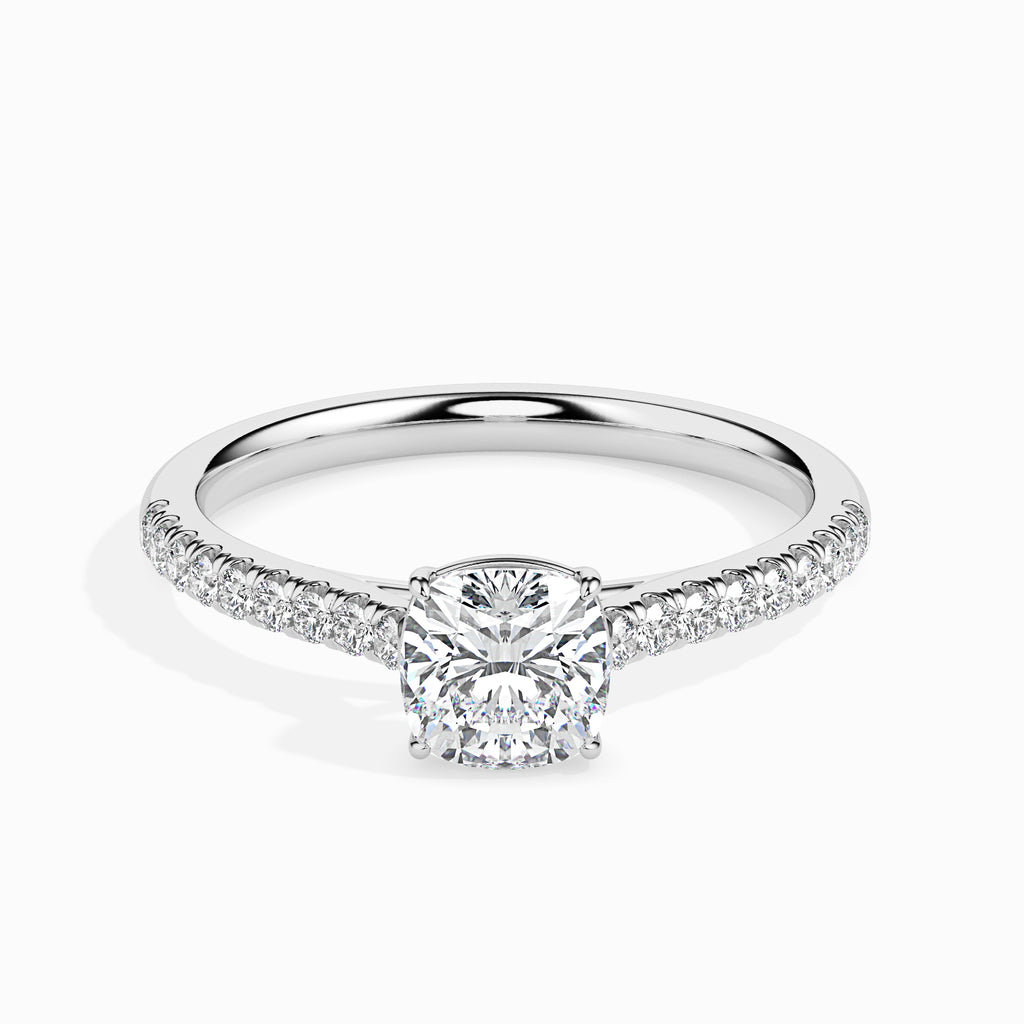 Moissanite solitaire Prasama silver engagement ring for women