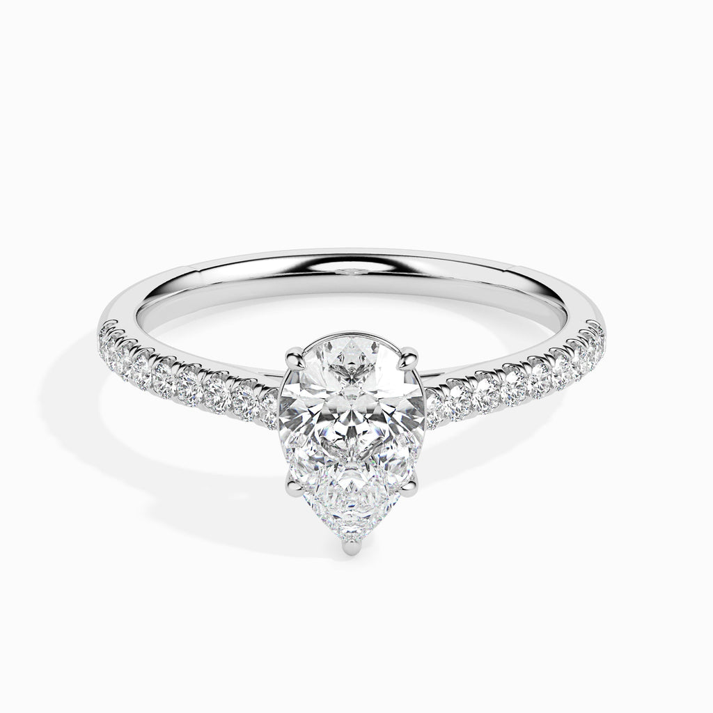 Moissanite solitaire Vain silver engagement ring for women