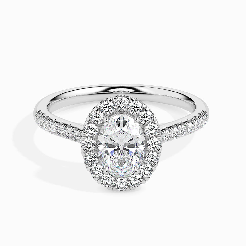 Arohana 0.63ct Oval Moissanite Halo Ring for women by Cutiefy