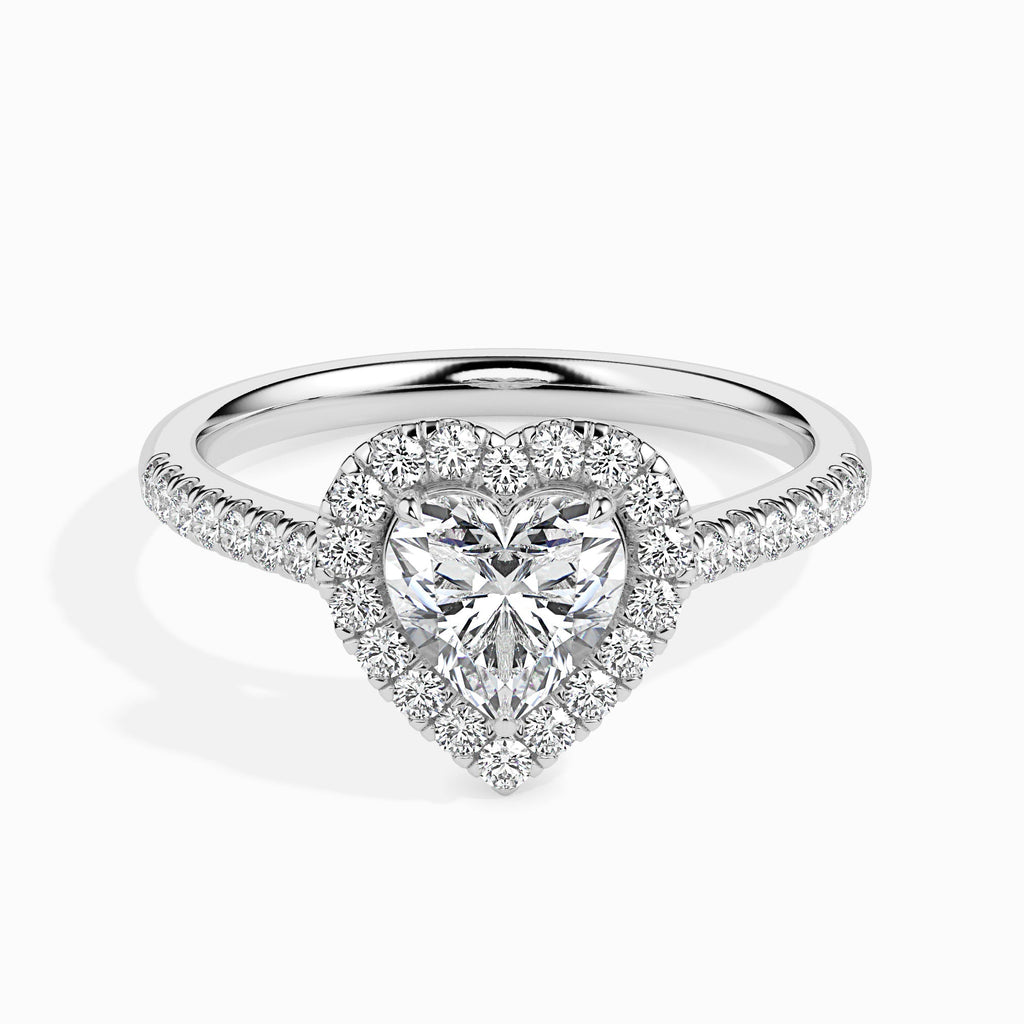 Chetas 0.747ct Heart Moissanite Halo Ring for women by Cutiefy