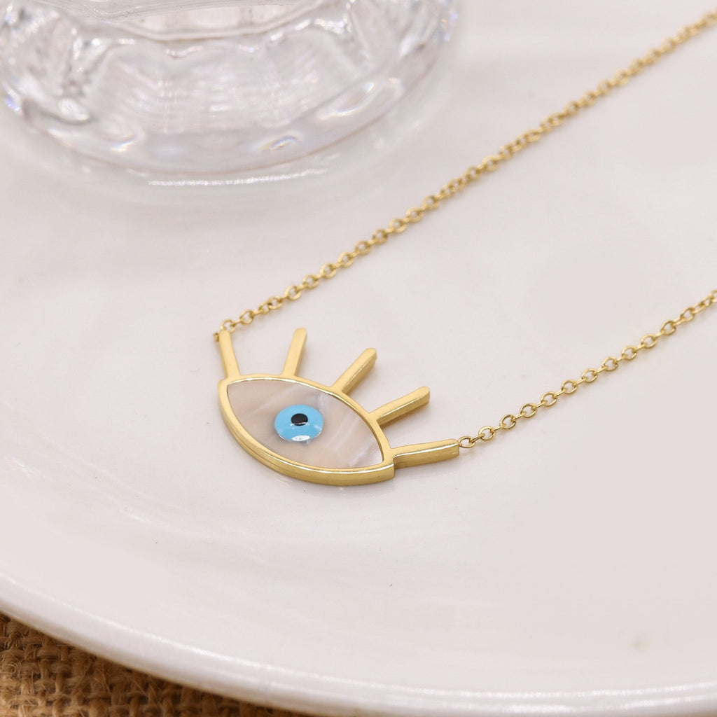 Cutiefy, classic evil eye pendant necklace, gold plated, delicate pendant