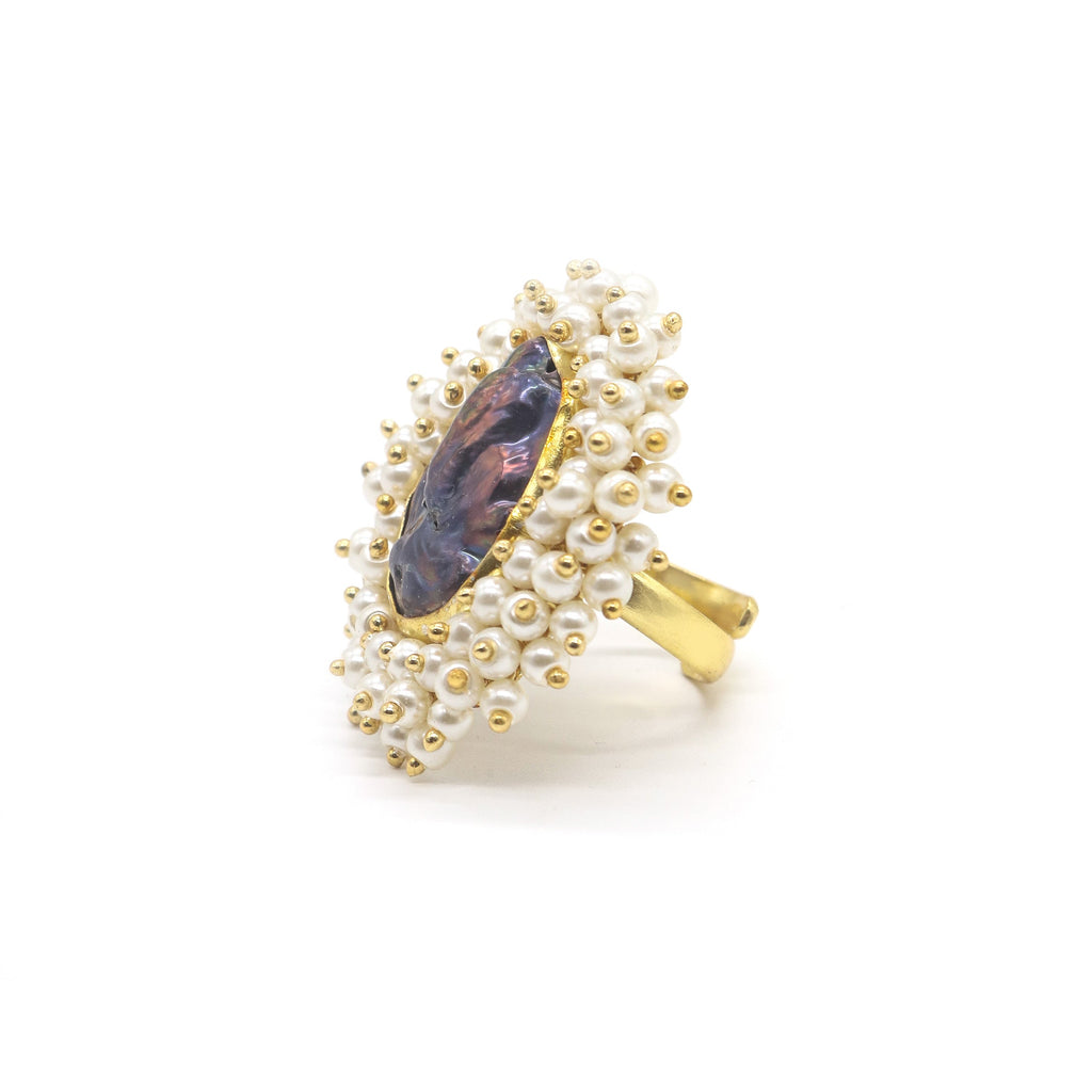 Cutiefy,baroque pearl ring,gold plated