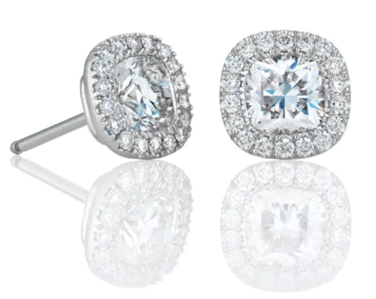 2.32ct Cushion&nbsp; Moissanite Halo Earring for women by Cutiefy