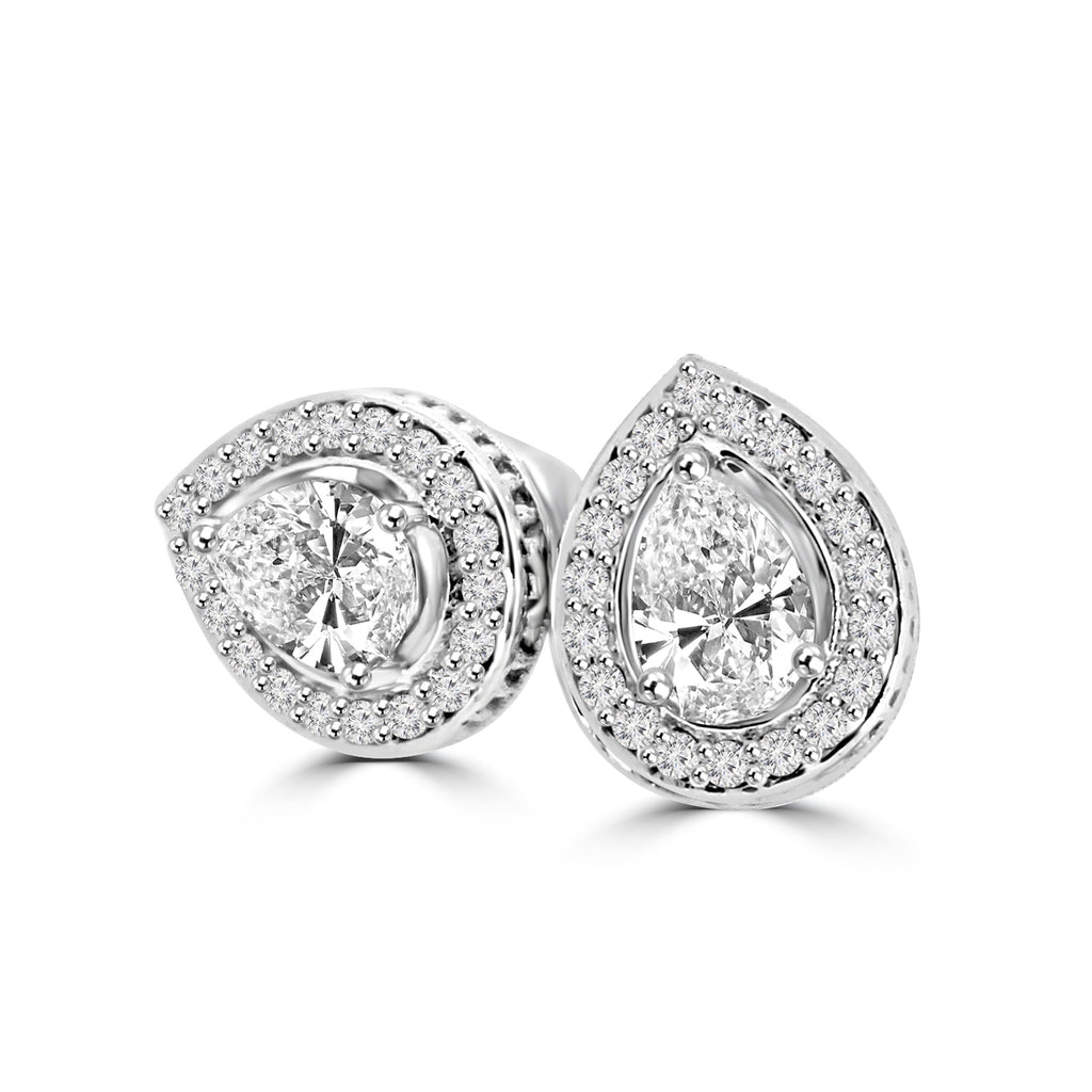 1.18ct Pear Moissanite Halo Earrings for women by Cutiefy