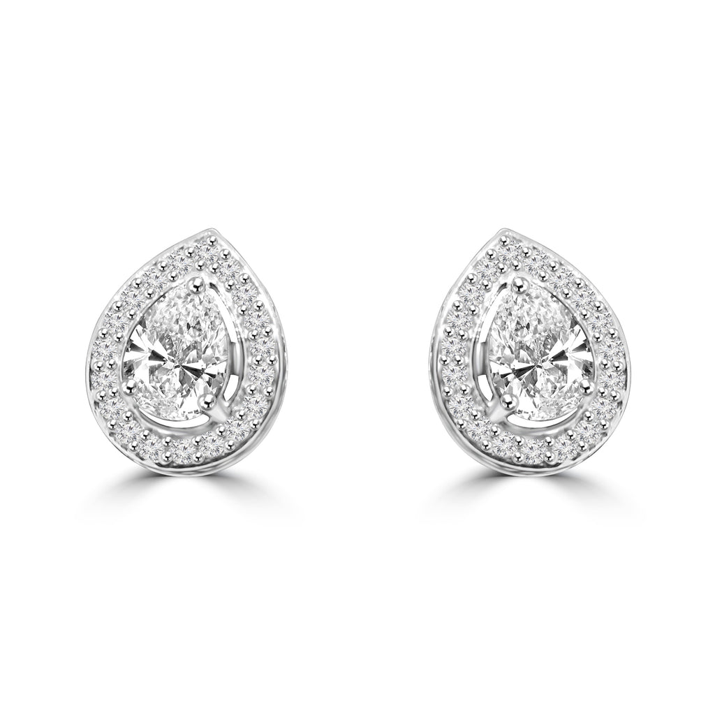 1.18ct Pear Moissanite Halo Earrings for women by Cutiefy