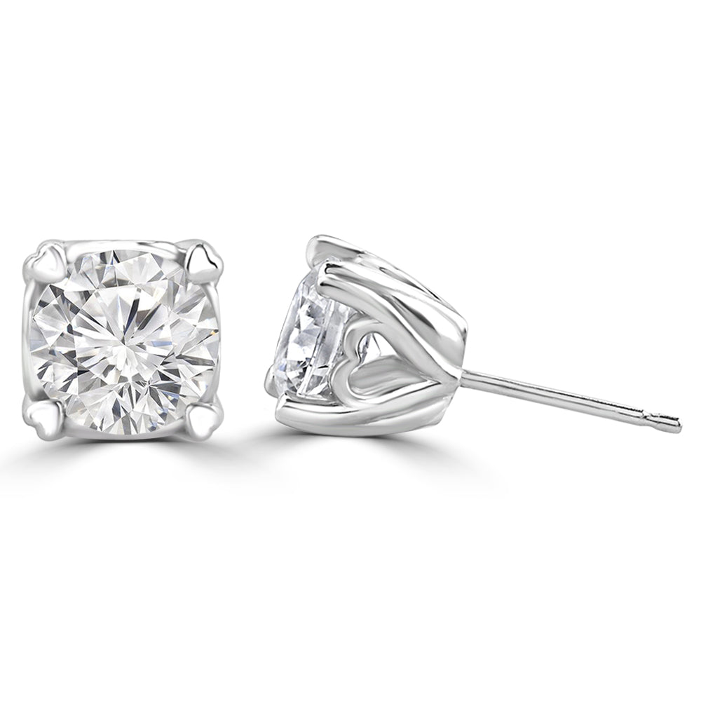Moissanite Carved silver studs for women