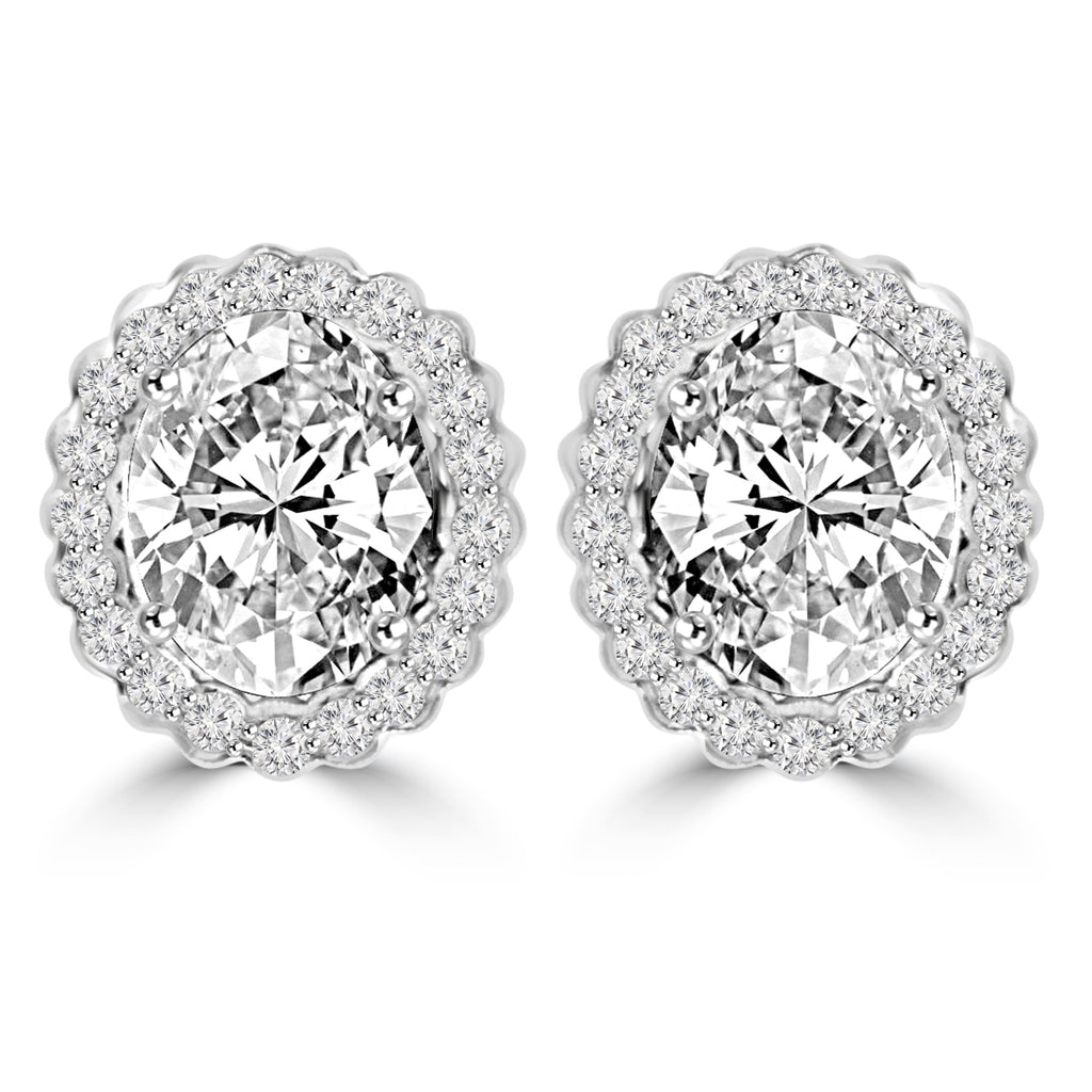 2.18ct Oval Moissanite Halo Earrings for women by Cutiefy