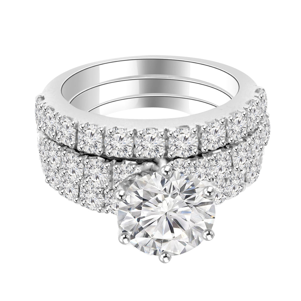 Moissanite solitaire Detachable silver ring for wife