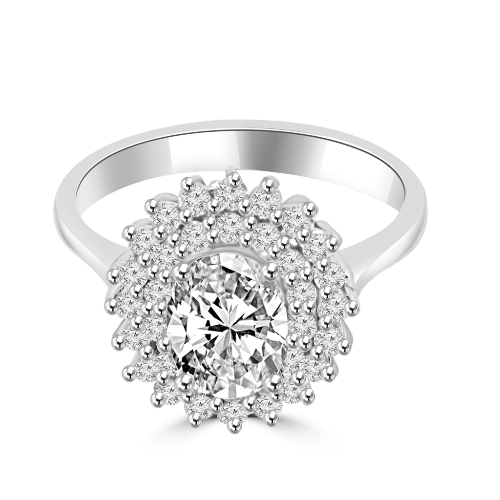 Moissanite solitaire Outset silver engagement ring for women