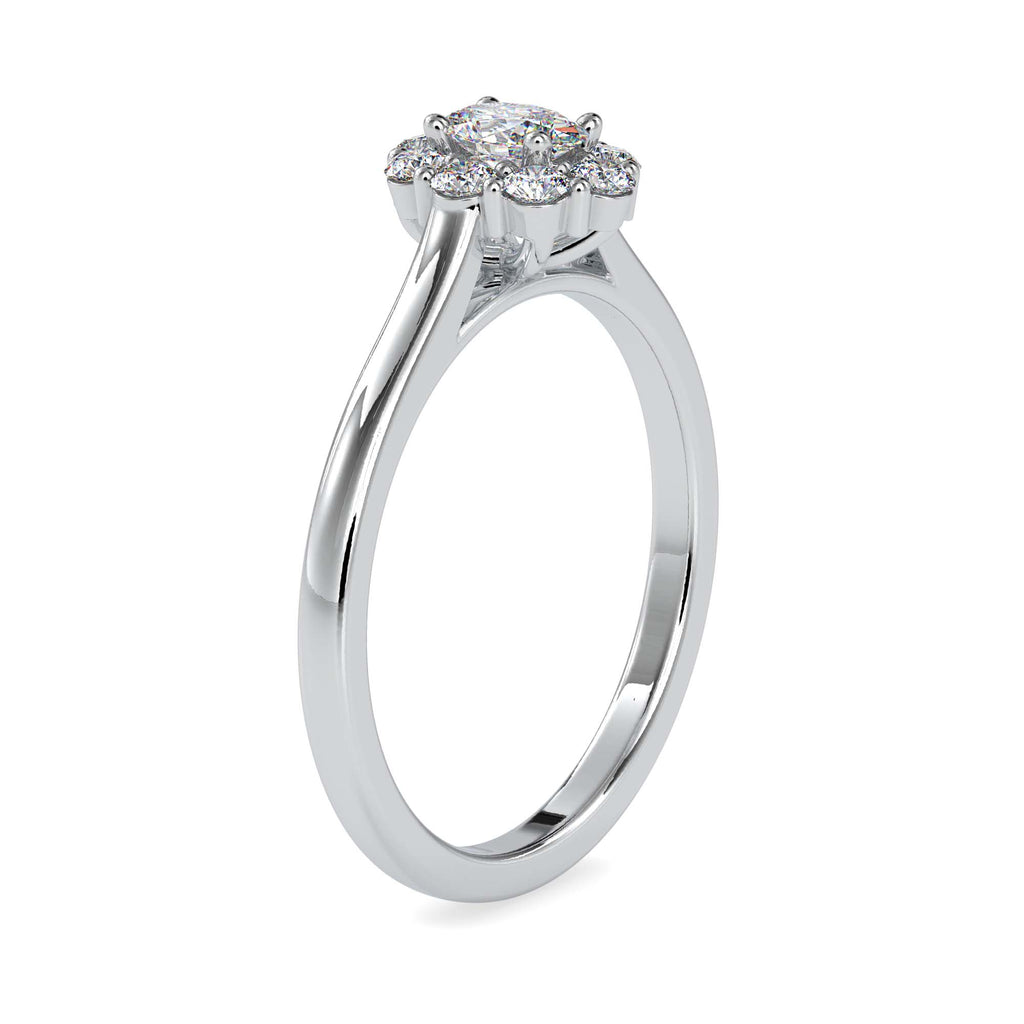 Moissanite solitaire Daisy silver ring for women