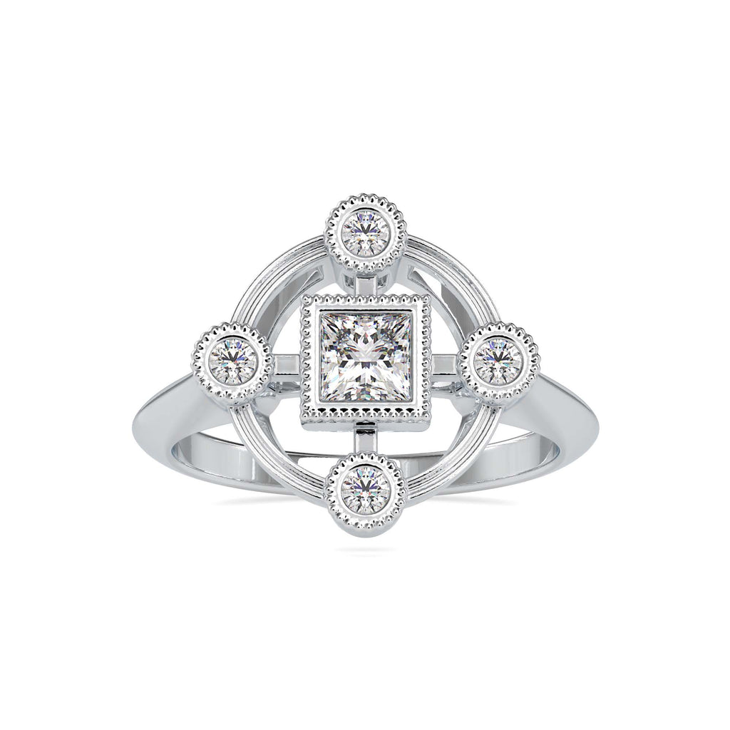 Moissanite solitaire Invent silver engagement ring for women