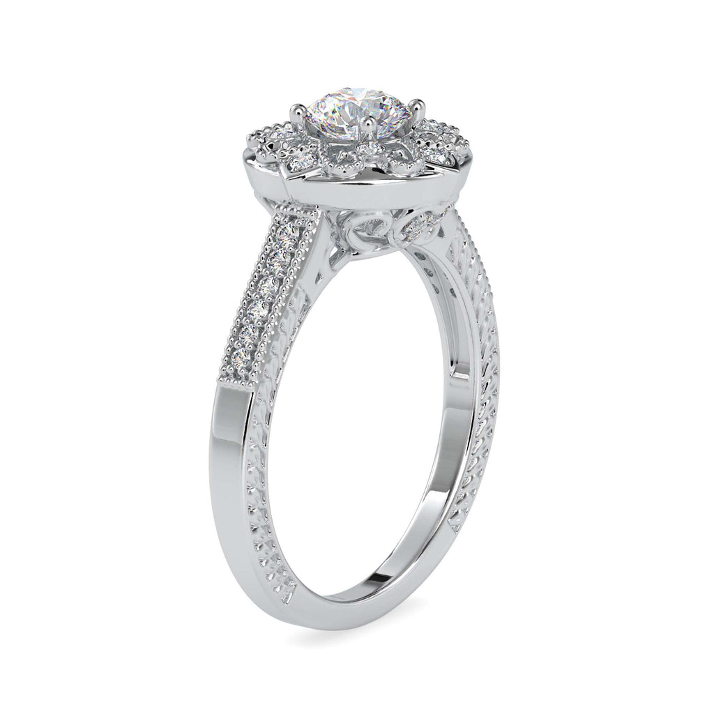Moissanite solitaire Bloom silver ring for wife