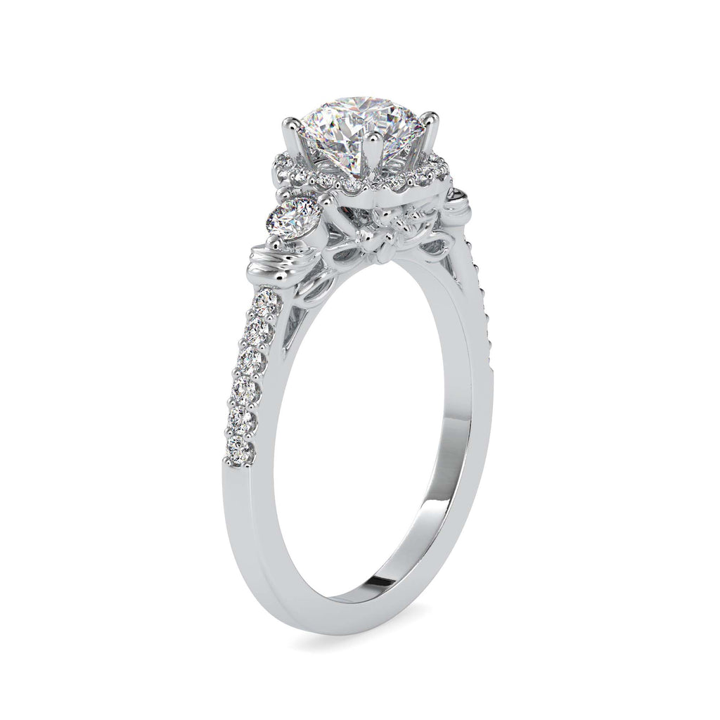 Moissanite solitaire Peek silver ring for women