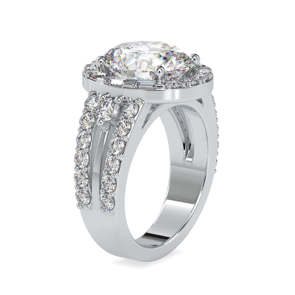 Moissanite solitaire Plan silver engagement ring for women