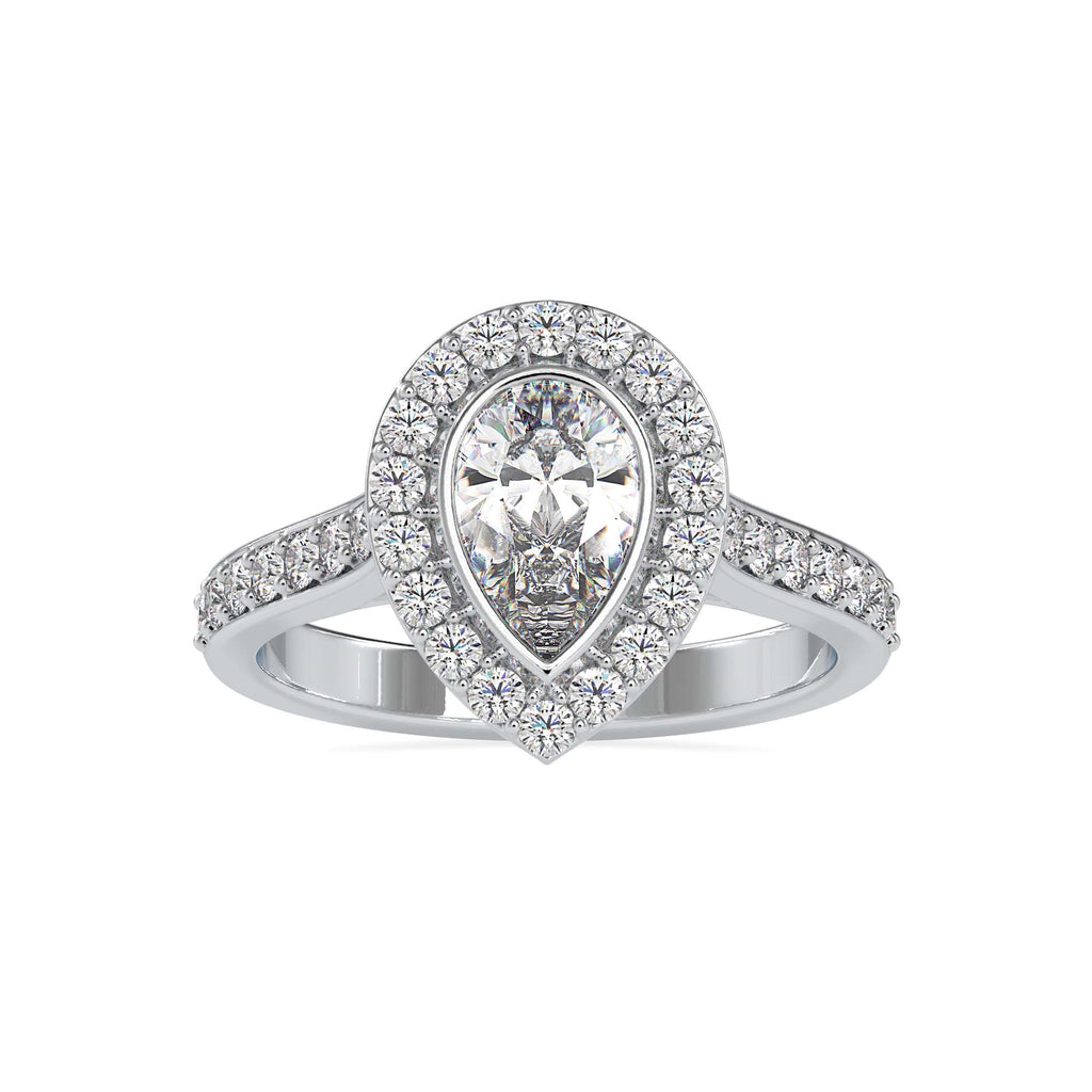 Moissanite solitaire Spear silver engagement ring for women