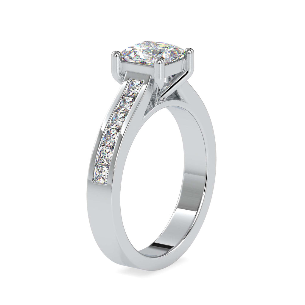Moissanite solitaire Lune silver ring for wife