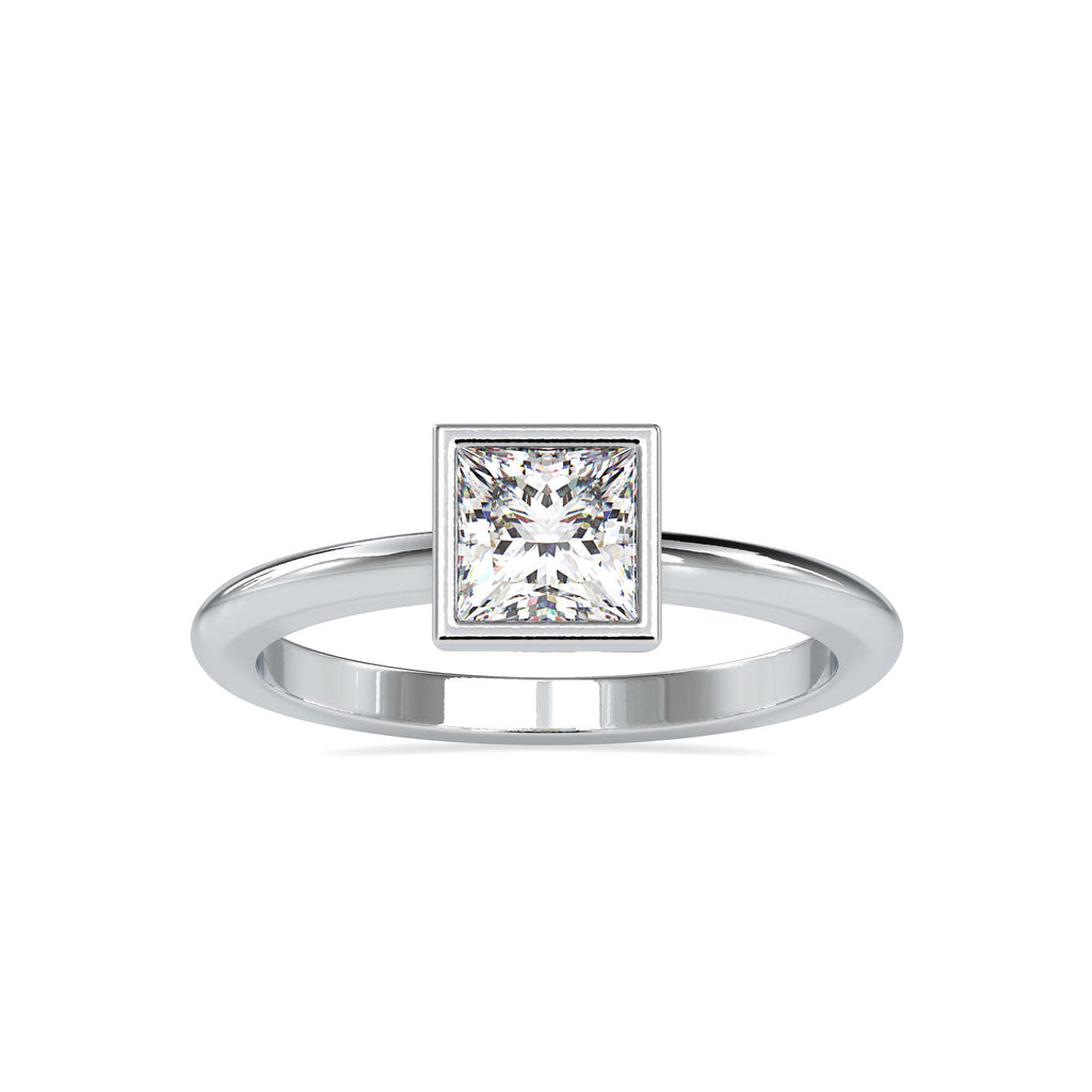 Moissanite solitaire Curtsy silver ring for wife