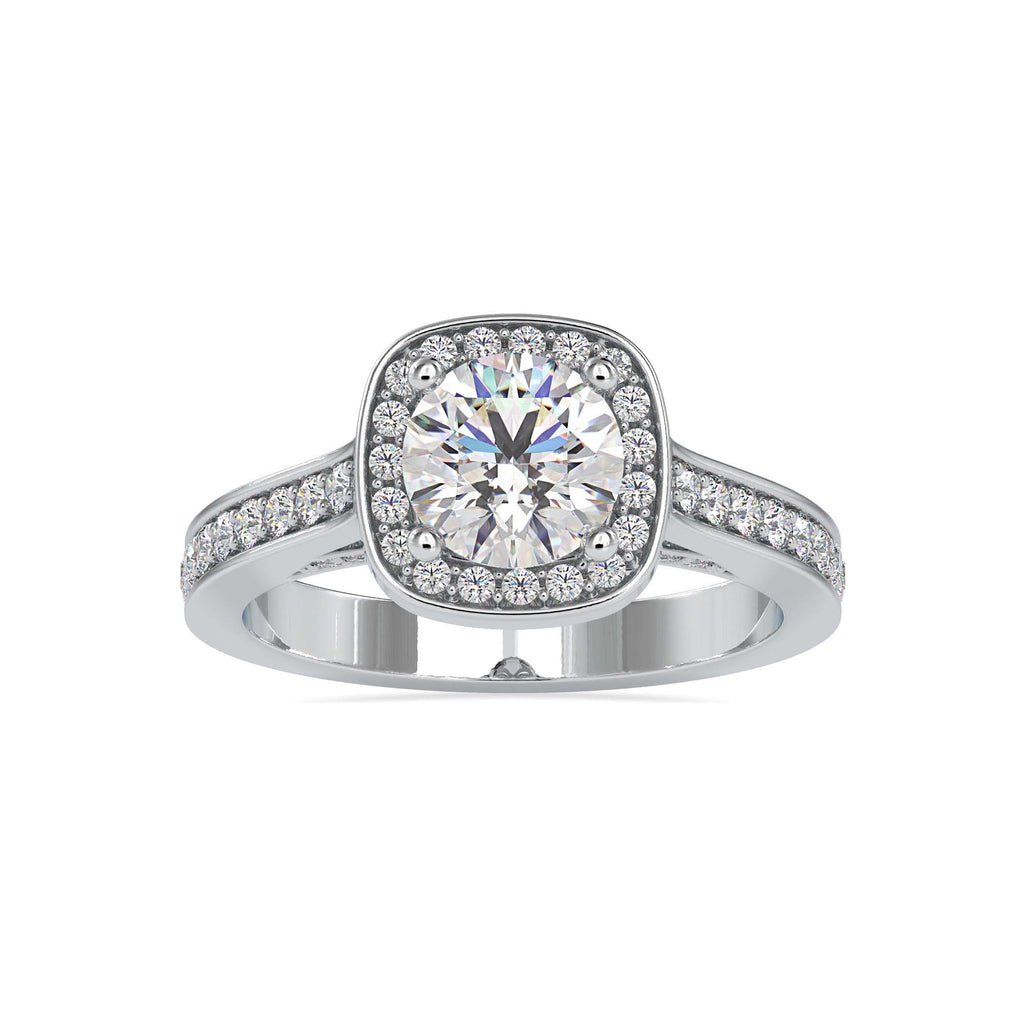 Moissanite solitaire Aura silver engagement ring for women