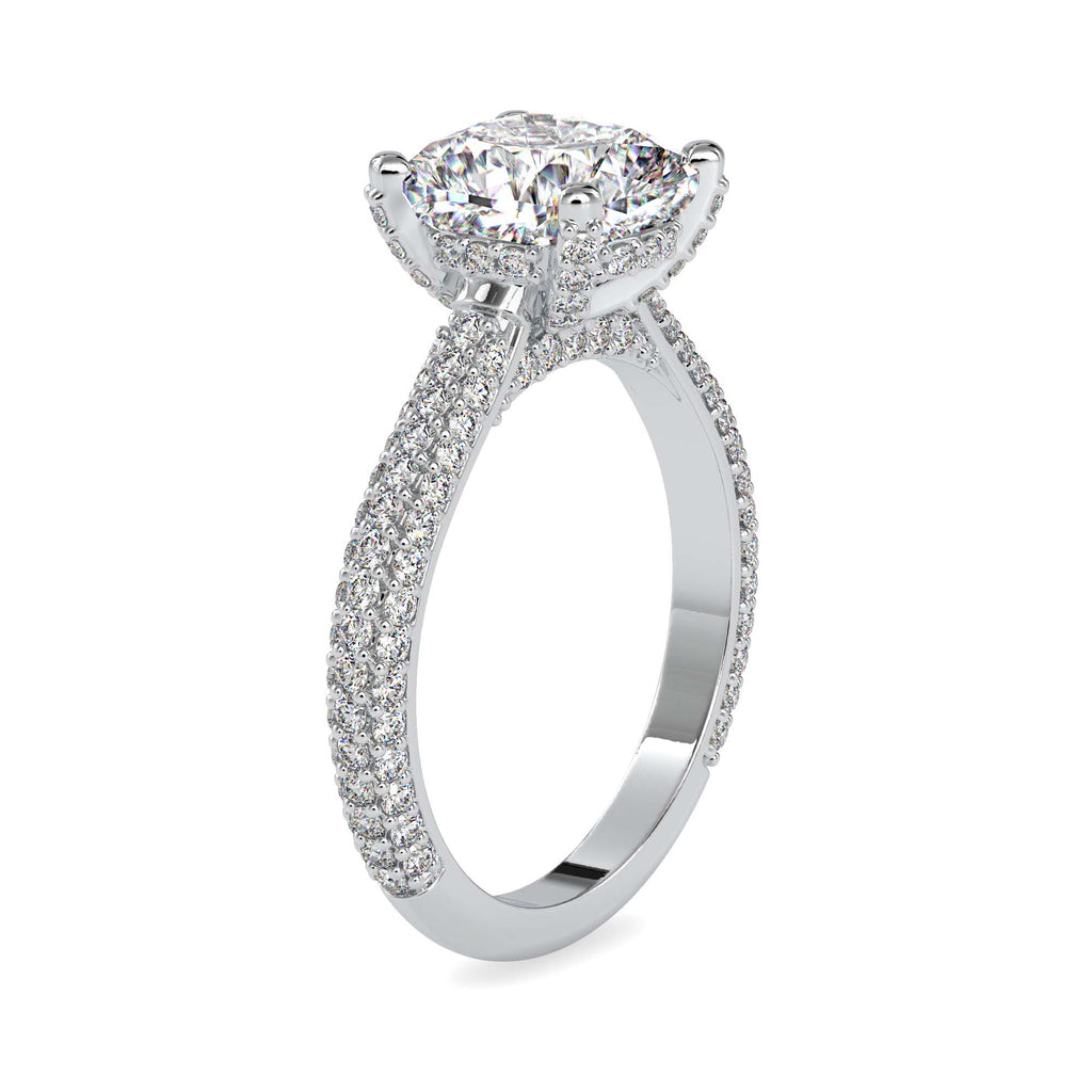 Moissanite solitaire Linear silver ring for women