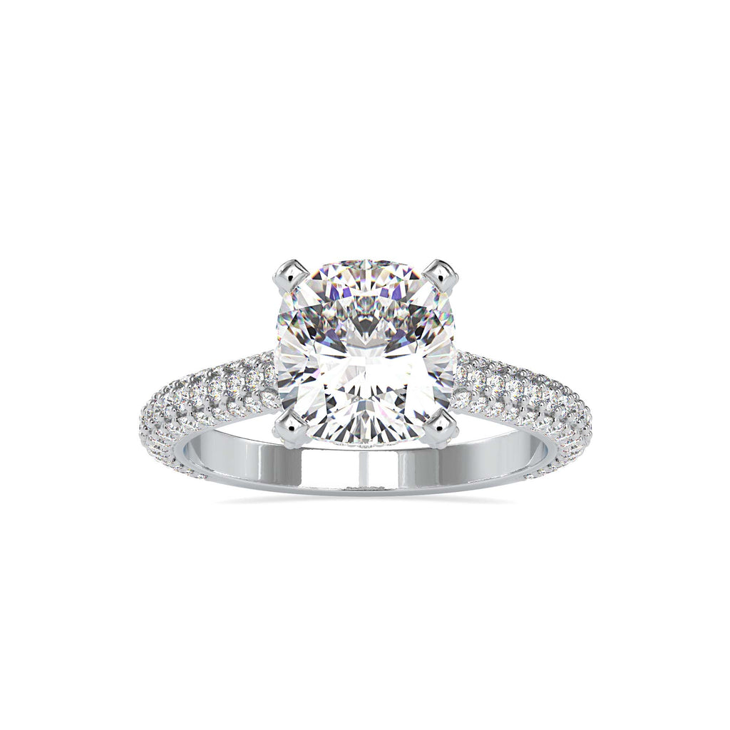 Moissanite solitaire Linear silver ring for women