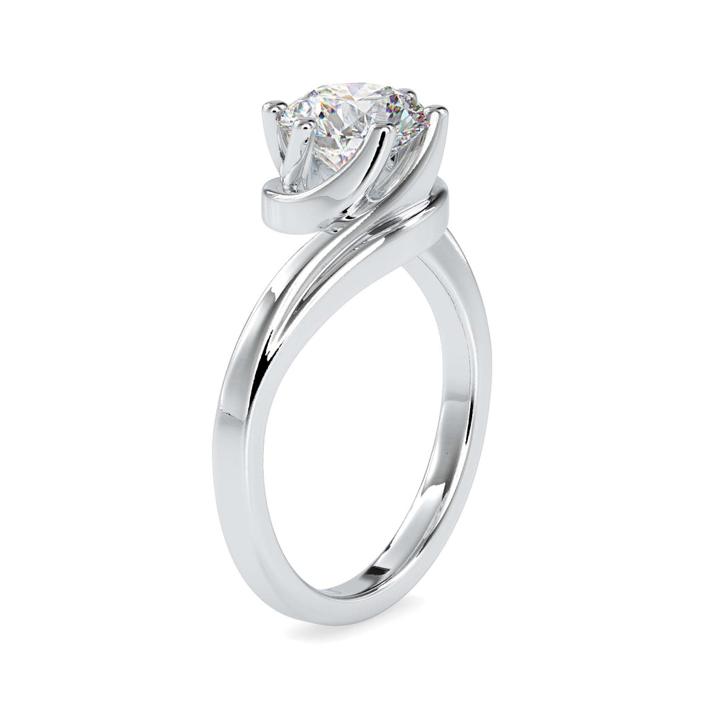 Moissanite solitaire Wave silver ring for wife
