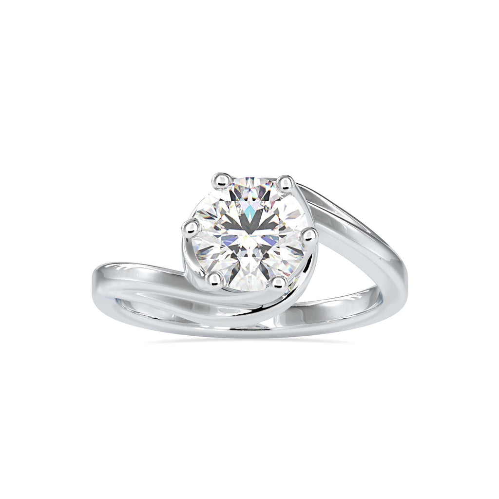 Wave 1.18ct Round Moissanite Solitaire Ring for women by Cutiefy