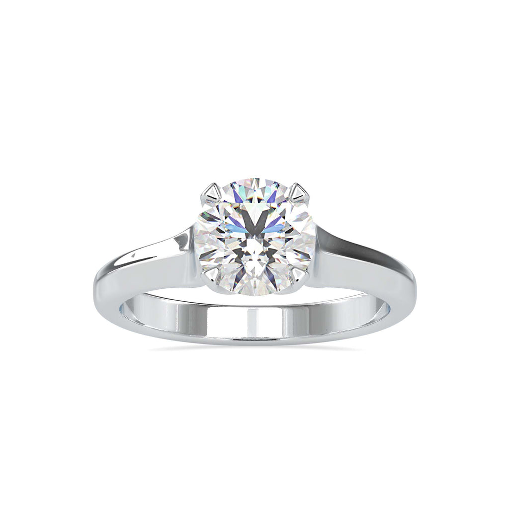 Moissanite solitaire Sober silver engagement ring for women