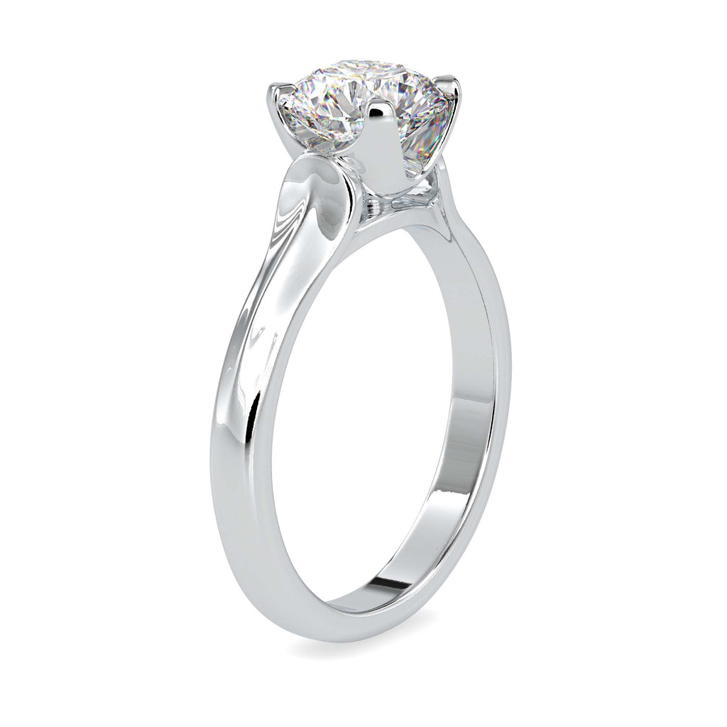 Moissanite solitaire Sober silver engagement ring for women