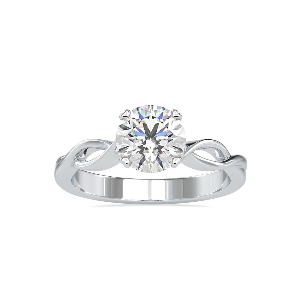 Moissanite solitaire Swirly silver ring design