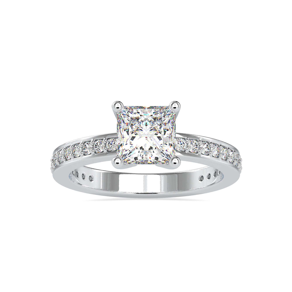 Moissanite solitaire Shy silver ring for wife