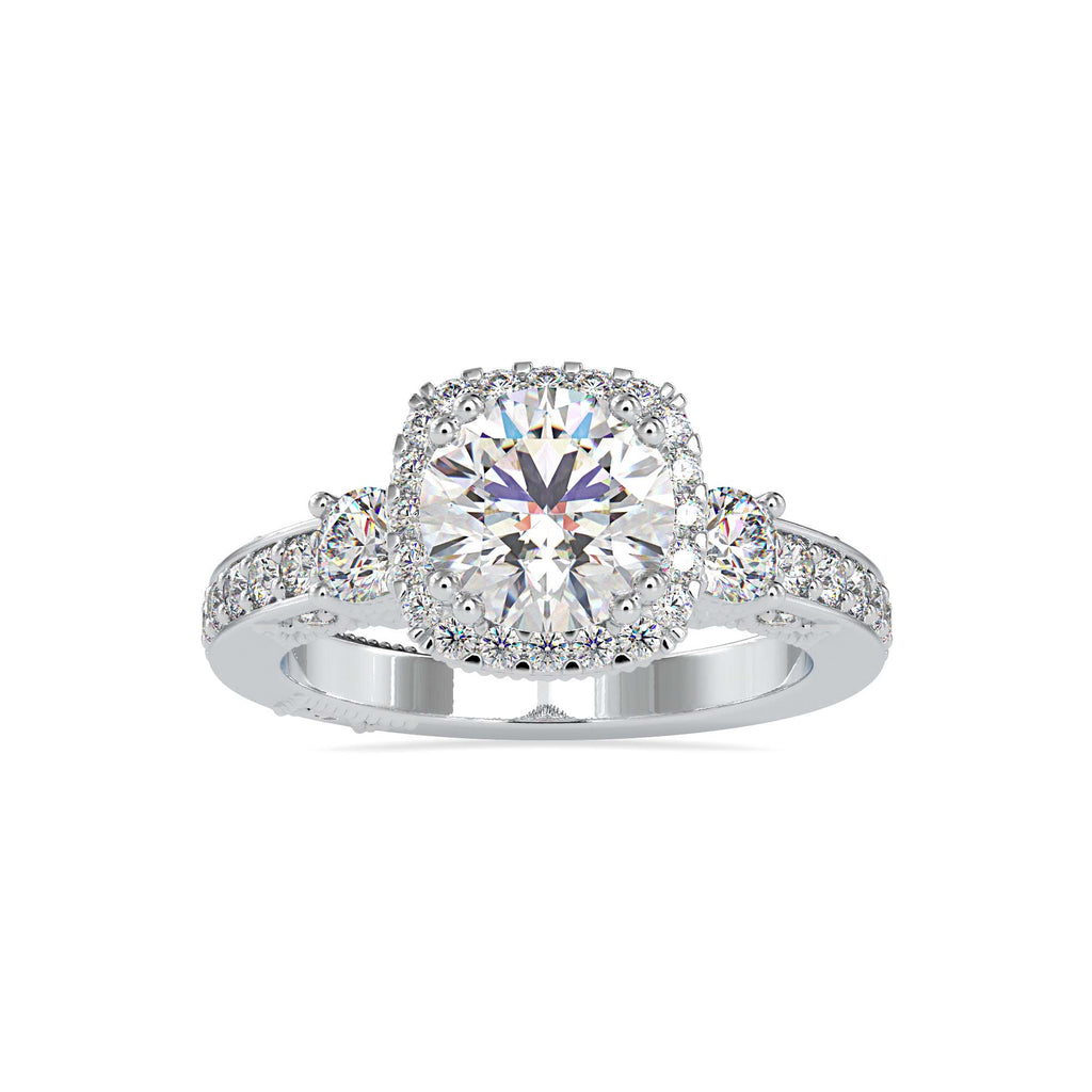 Moissanite solitaire Diana silver ring for women