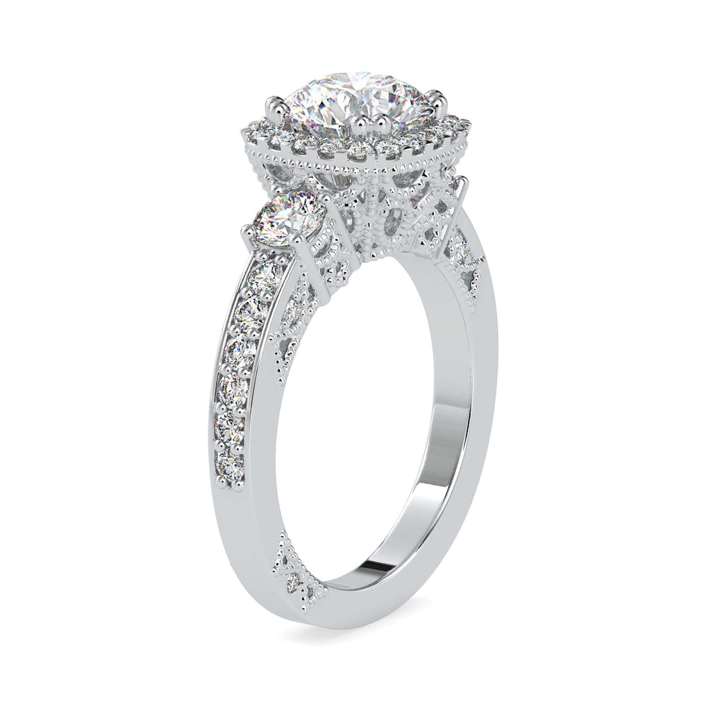 Moissanite solitaire Diana silver ring for women